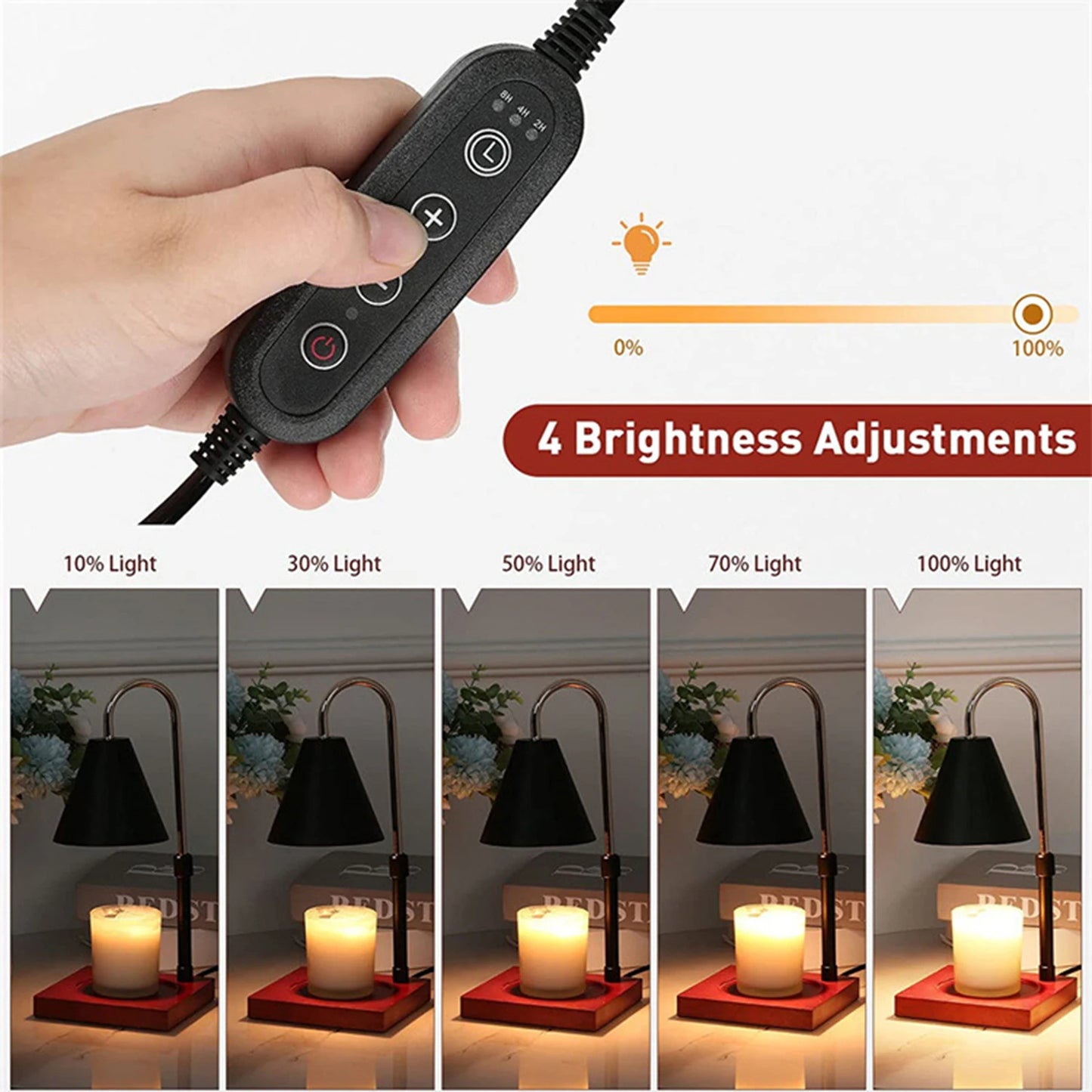 Aroma Candle Warmer Lamp With 4 Extra Bulbs 110V/220V Wide Wooden Base Wax Burner Lamp Fragrance Candle Warmer Lamps Home Decor