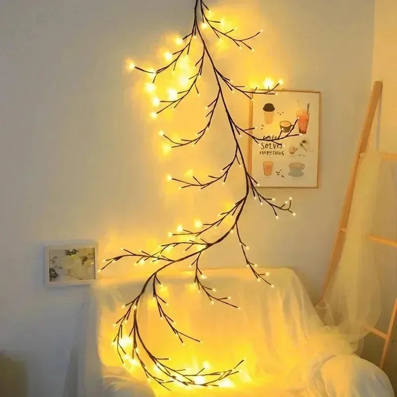 1PCS 96LED Tree and Vine Lamp USB/Solar Powered 8 Modes DIY Festive Tree Branch Lamp for Christmas Party Home Decorative Lights